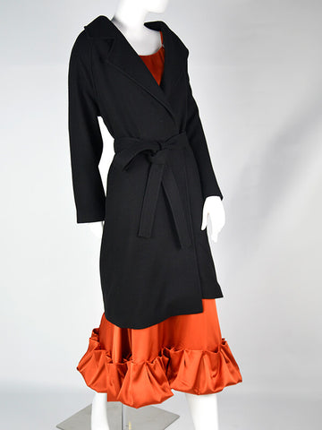 Airchics manteau en laine avec ceinture col revers femme oversized noir